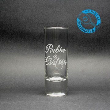 Vaso personalizado chupito grabado con nombres novios boda